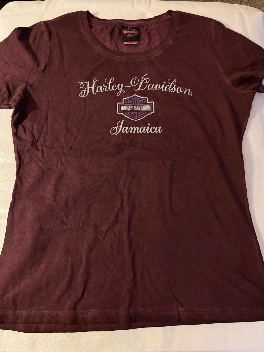 Harley-Davidson Jamaica Graphic T-Shirt Womens XL Purple Burgundy